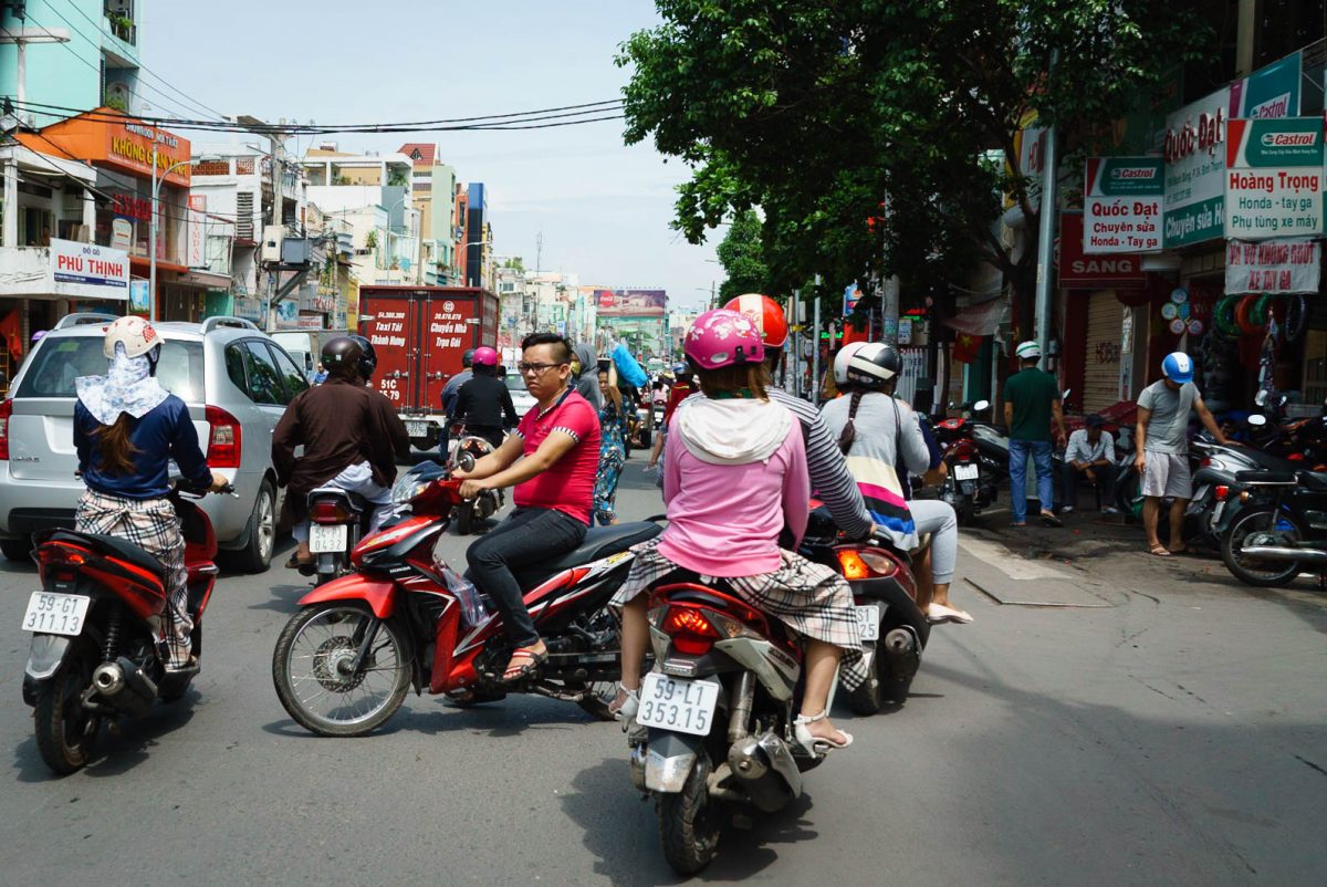 Crossing the street in Vietnam