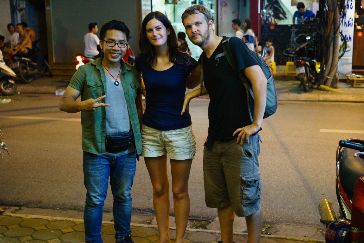 Taking a street food tour in Hanoi