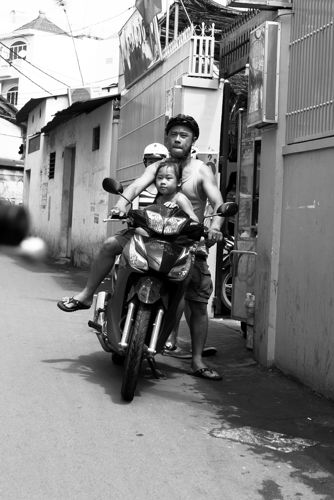 Family on a motorbike in VIetnam